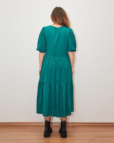 Vestido mara by wear viscose manga bufante verde BY WEAR