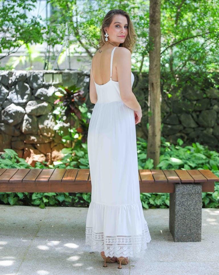 Vestido Longo Deise BY Wear laise branco BY WEAR