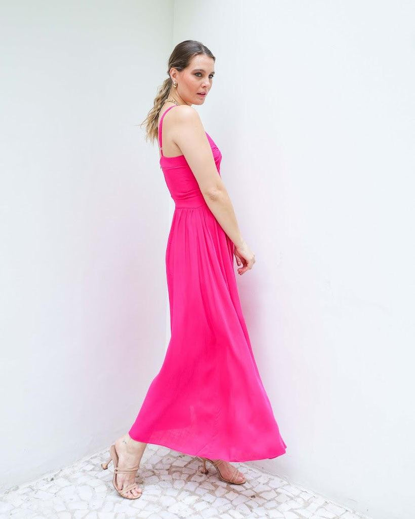 Vestido Longo Dani BY Wear drapeado pink BY WEAR