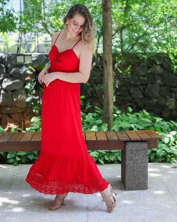 Vestido Longo Deise BY Wear laise vermelho BY WEAR