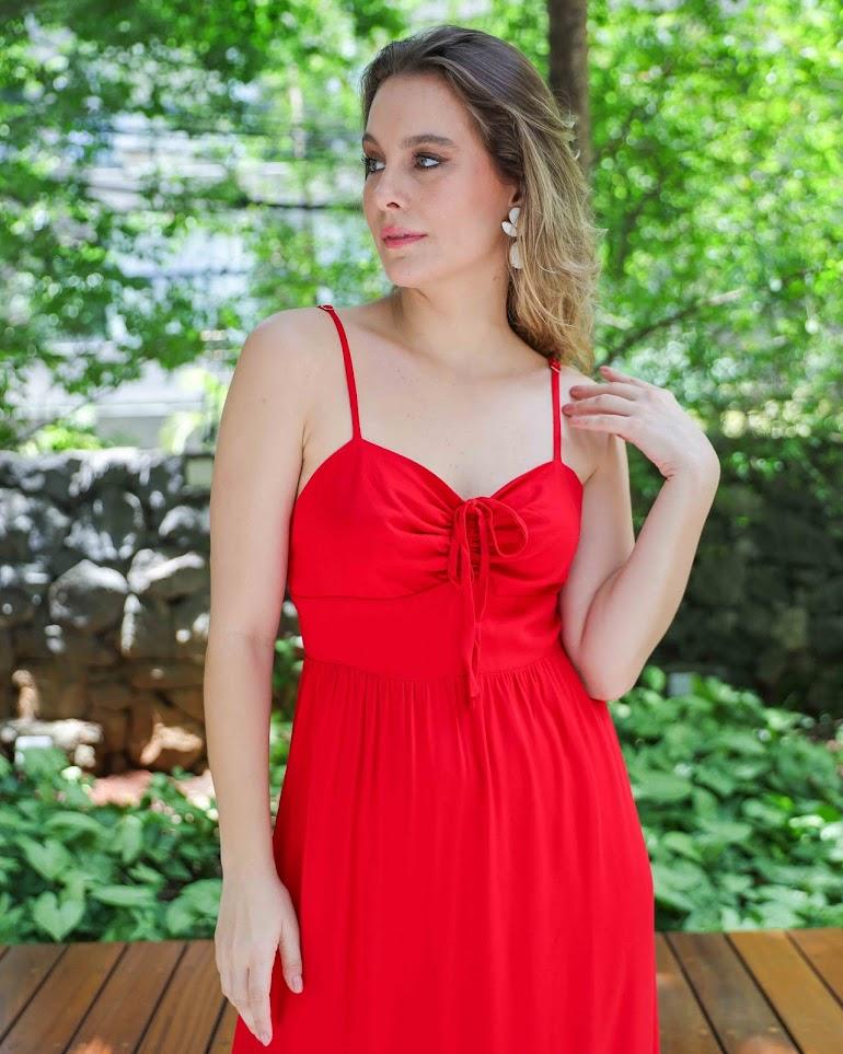 Vestido Longo Deise BY Wear laise vermelho BY WEAR