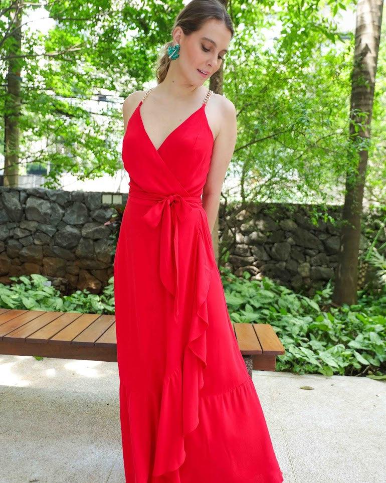 Vestido Longo Cora BY Wear corrente vermelho BY WEAR