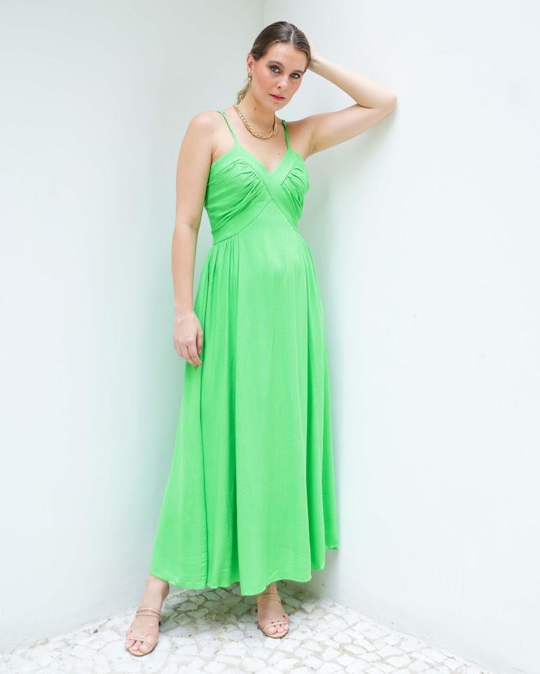 Vestido Longo Dani BY Wear drapeado verde BY WEAR