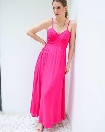 Vestido Longo Dani BY Wear drapeado pink BY WEAR