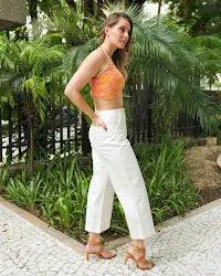 Calça  Pantacourt Bia BY Wear botões off white BY WEAR