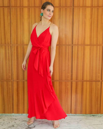 Vestido Longo Cora BY Wear corrente vermelho BY WEAR