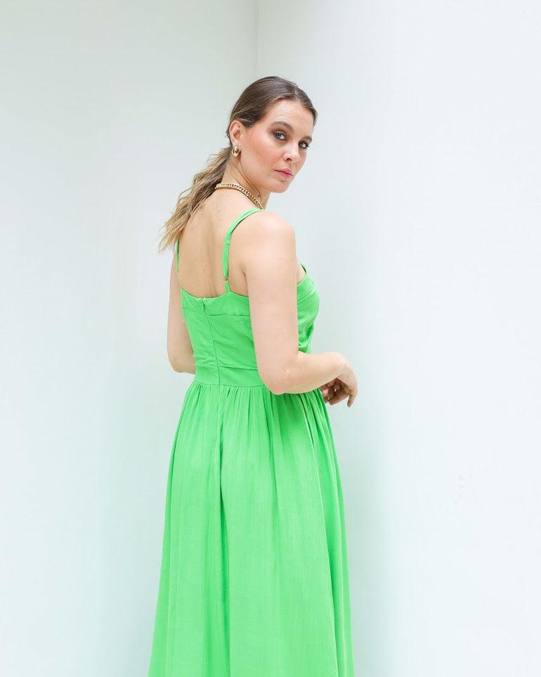 Vestido Longo Dani BY Wear drapeado verde BY WEAR