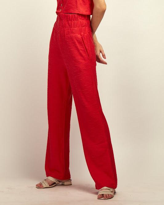 Calça  wide leg Atena BY Wear flame vermelho BY WEAR