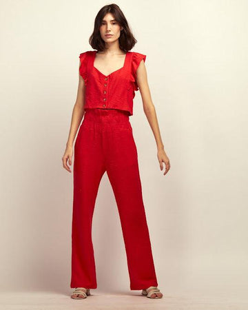 Calça  wide leg Atena BY Wear flame vermelho BY WEAR