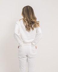 Calça babi jogger moletom bolso babados by wear off white BY WEAR