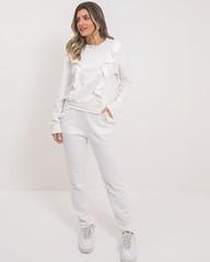 Calça babi jogger moletom bolso babados by wear off white BY WEAR