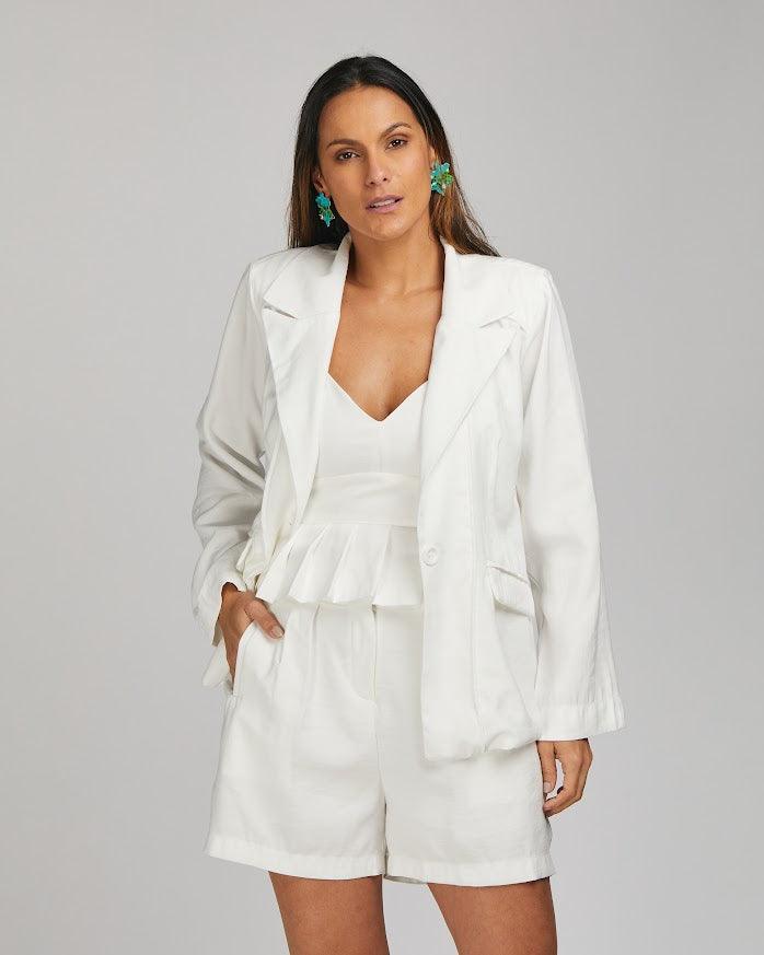 Blazer blazer Frida BY Wear friso bolsos branco BY WEAR