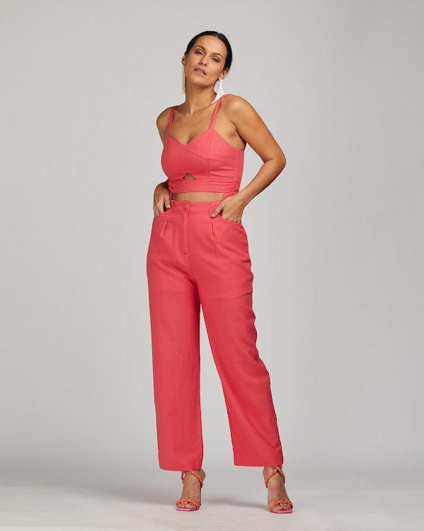 Blusa cropped patricia BY Wear frente vazada rosa BY WEAR