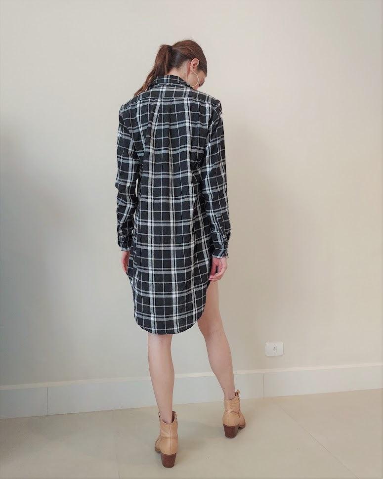 Camisa vestido xadrez by wear preto BY WEAR