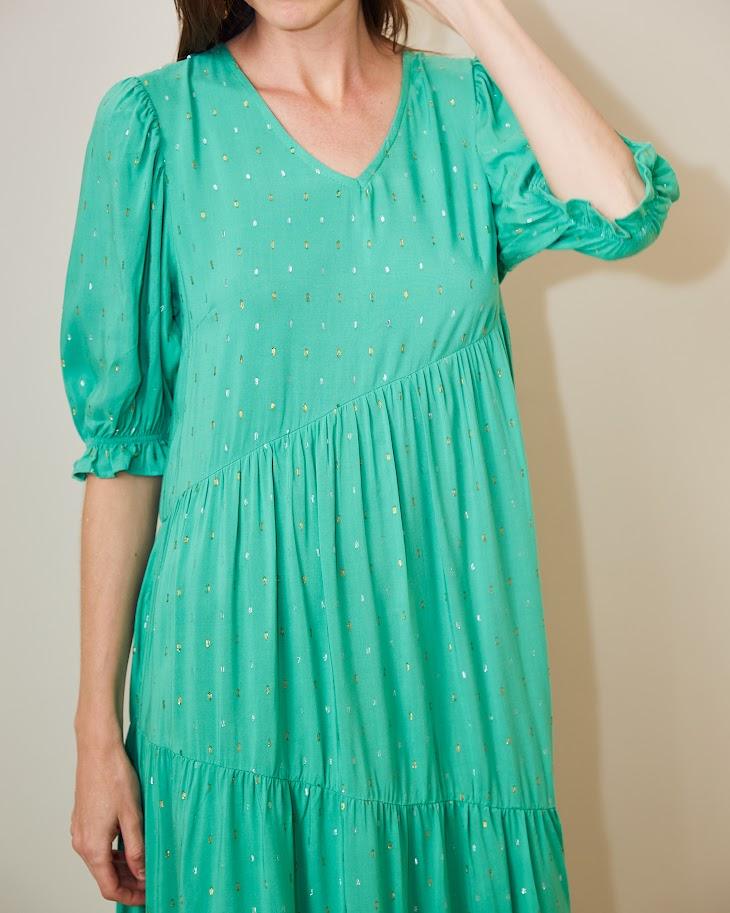 Vestido midi Dori BY Wear marias decote V verde BY WEAR