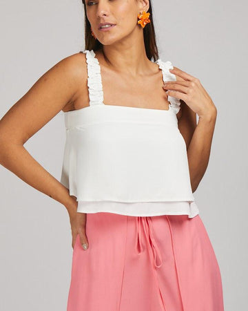 Blusa regata Sofia BY Wear alça bababos branca BY WEAR