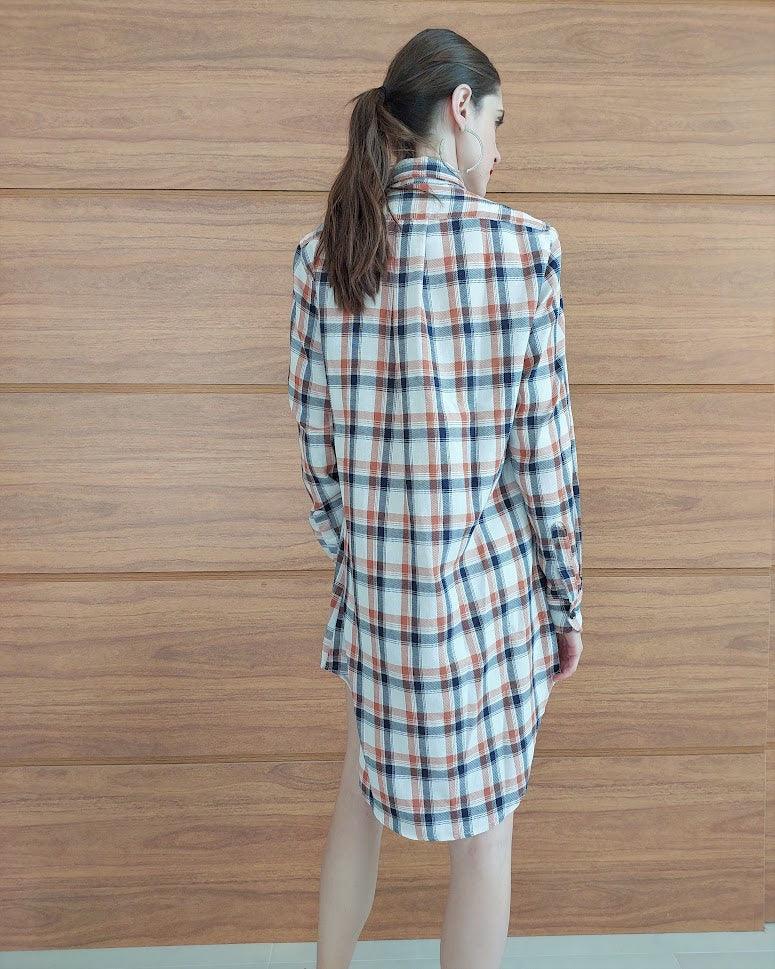 Camisa vestido xadrez by wear bege BY WEAR